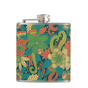 Sommerliches Blumenmuster Flachmann