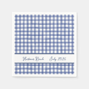 Sommerliches Nautiles Blau Gingham, Kariertes 4. J Serviette
