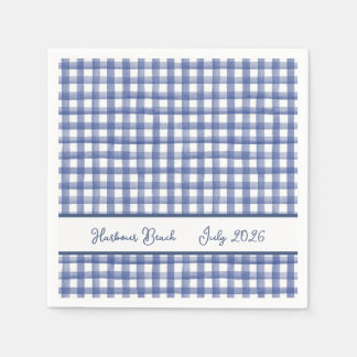 Sommerliches Nautiles Blau Gingham, Kariertes 4. J Serviette