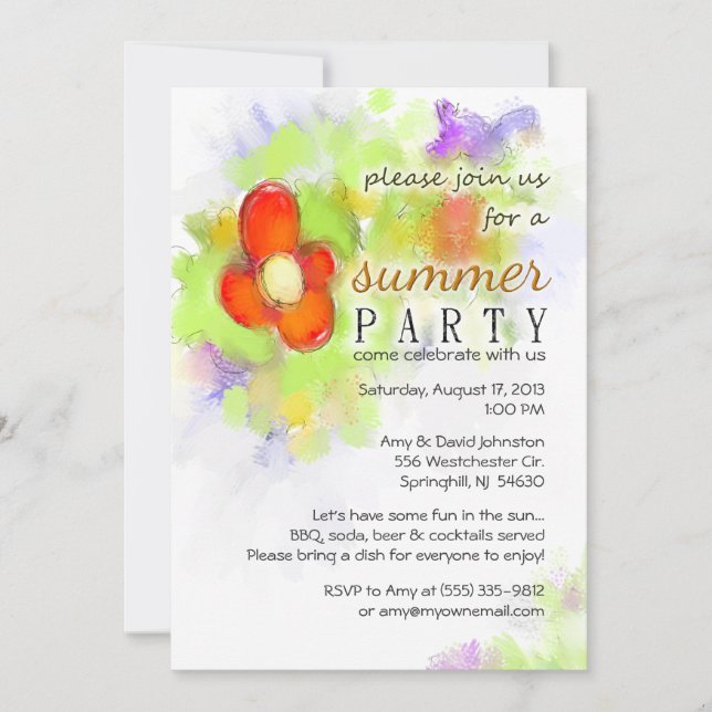 Sommerliches Party - Einladung von Flora (Vorderseite)