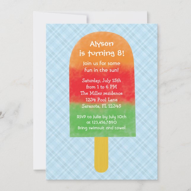 Sommerliches Party Popsicle Geburtstagseinladung Einladung (Vorderseite)