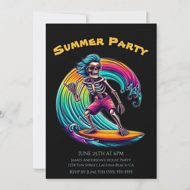 Sommerliches Party- Skeletterwandern auf dem Skele Einladung (Vorderseite)