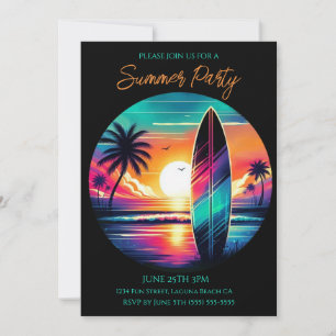 Sommerliches Party - Sonnenuntergang Surfboard Vib Einladung