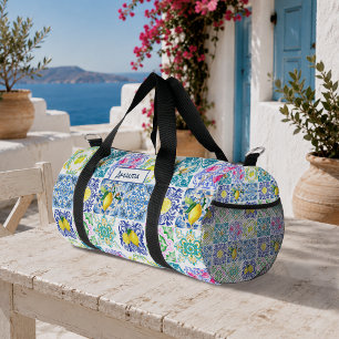 Sommerliches sizilianisches Zitrus-Mittelmeer-Azul Duffle Bag