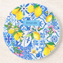 Sommermajolika blau sizilianische Zitrusfrüchte Mi