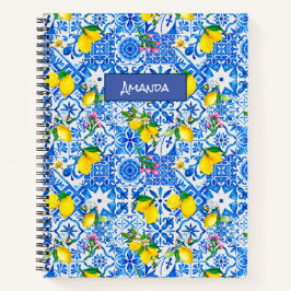 Sommermajolika blau sizilianische Zitrusfrüchte Mi Notizbuch
