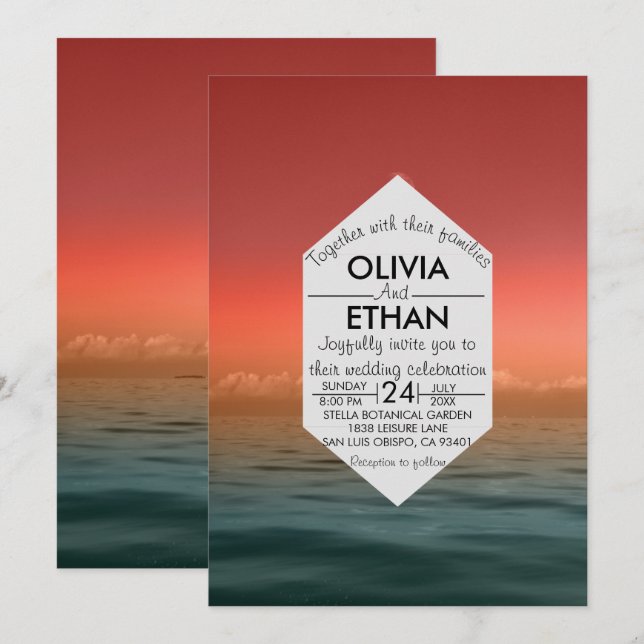 Sommermarinade hawaii Hochzeit Einladung (Vorne/Hinten)