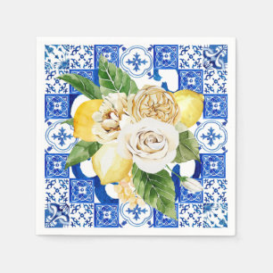 Sommermediterrane Zitrone und Blume  Serviette