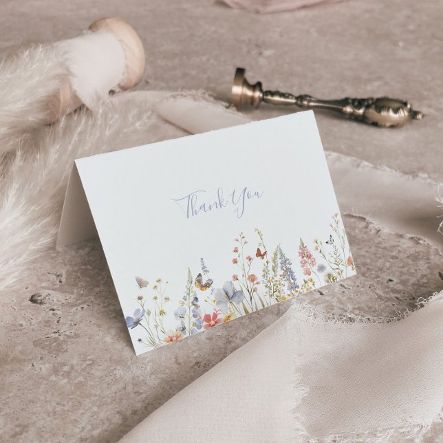 Sommermehrfarbige Wildblume geklappte Hochzeit Dankeskarte (Von Creator hochgeladen)