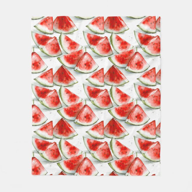 Sommermelonen-Wasserfarbmuster Fleecedecke (Vorderseite)