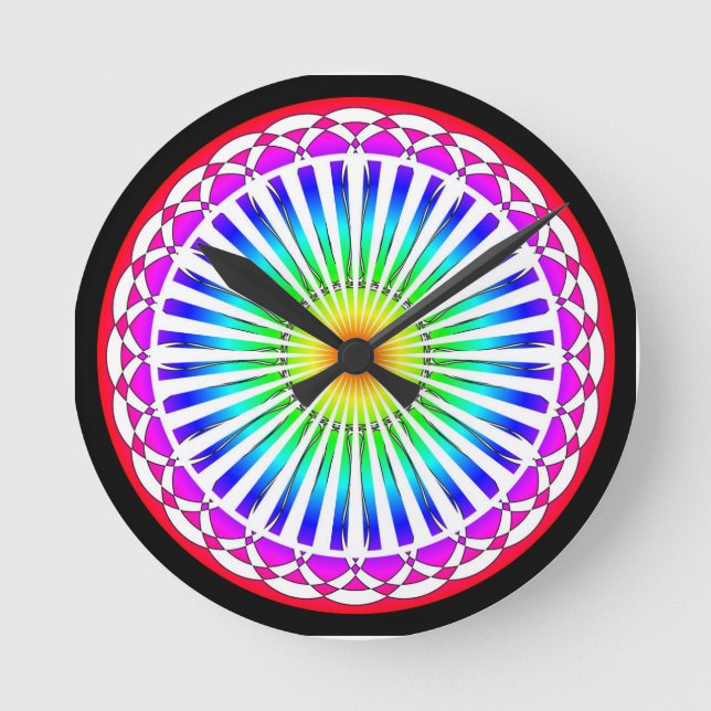 Sommermonate Blume Runde Wanduhr (Vorderseite)