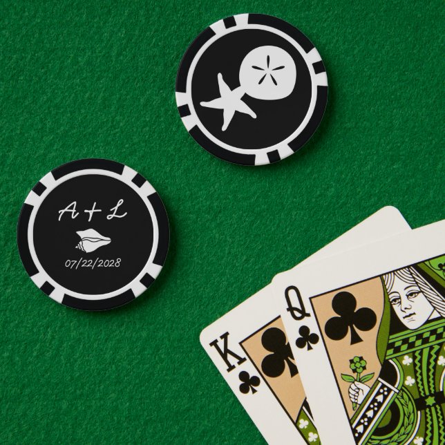 Sommermonate in Schwarz Pokerchips (Pokertisch (doppelt))