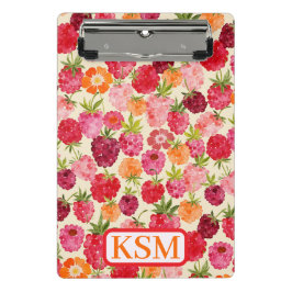 Sommermonogramm Himbeere Wasserfarbe Mini Klemmbrett