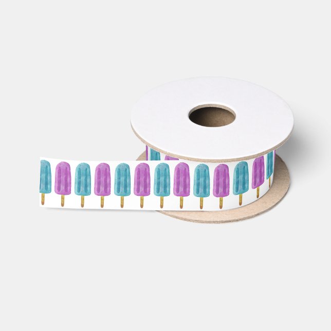 Sommermuster aus blauem und Lila Frozen Pop Satinband (Spule)