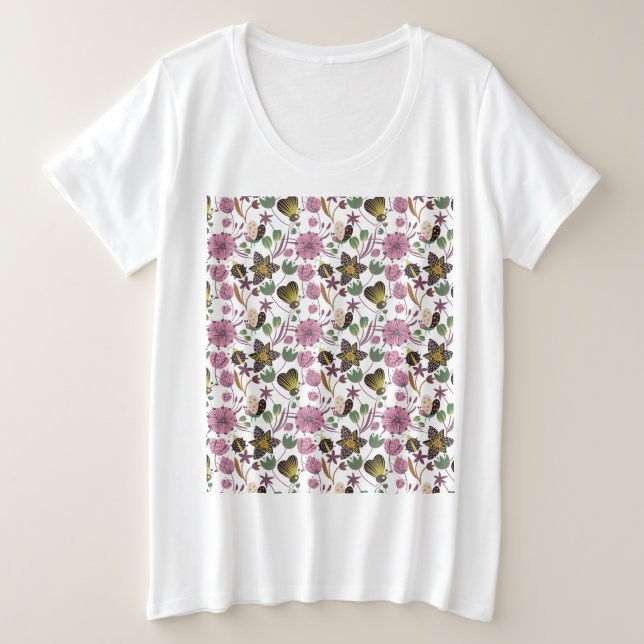 Sommermuster Große Größe T-Shirt (Design vorne)