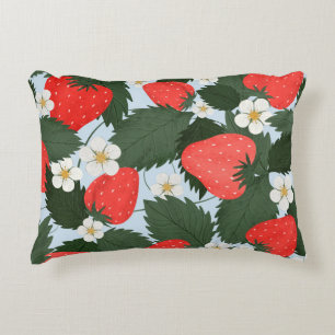 Sommermuster mit Erdbeeren. Erdbeeren Dekokissen