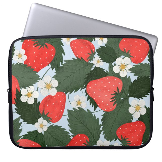 Sommermuster mit Erdbeeren. Erdbeeren Laptopschutzhülle (Vorderseite)