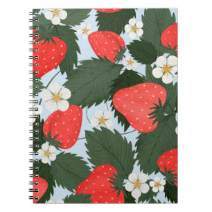 Sommermuster mit Erdbeeren. Erdbeeren Notizblock