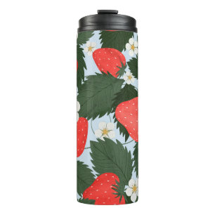 Sommermuster mit Erdbeeren. Erdbeeren Thermosbecher