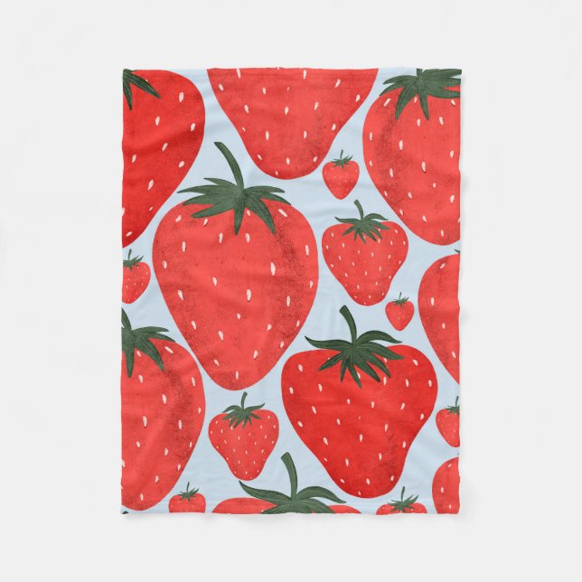 Sommermuster mit leicht abgeschiedenen Erdbeeren Fleecedecke (Vorderseite)