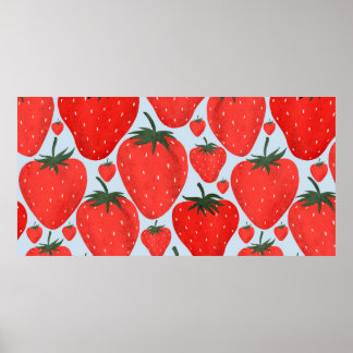Sommermuster mit leicht abgeschiedenen Erdbeeren Poster