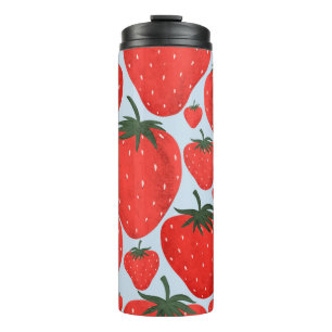 Sommermuster mit leicht abgeschiedenen Erdbeeren Thermosbecher