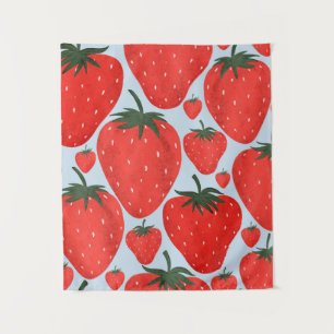 Sommermuster mit leicht abgeschiedenen Erdbeeren Wandteppich