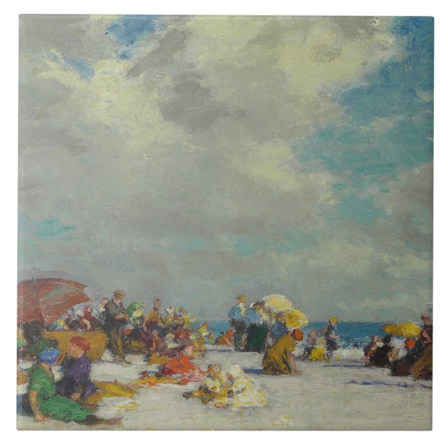 Sommernachmittag am Strand (von E.H. Potthast) Fliese (Vorderseite)