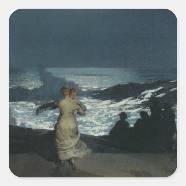 Sommernacht 1890 quadratischer aufkleber (Vorderseite)