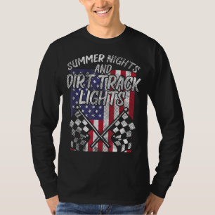 Sommernacht dunkle Spurleuchten Flag Motocross Rac T-Shirt