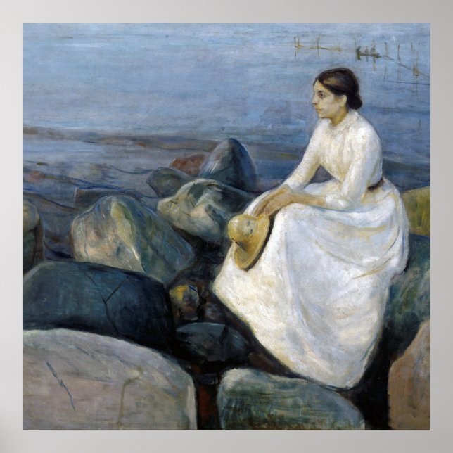 Sommernacht. Inger am Strand von Edvard Munch Poster (Vorne)
