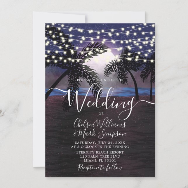 Sommernachtsfeste Hochzeit Einladung (Vorderseite)
