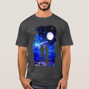 Sommernachtssurfer Girl-Silhouette T-Shirt