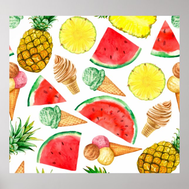 Sommernahrung: Wassermelone Eiscreme Poster (Vorne)