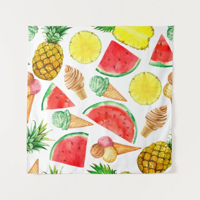 Sommernahrung: Wassermelone Eiscreme Wandteppich (Vorderseite)