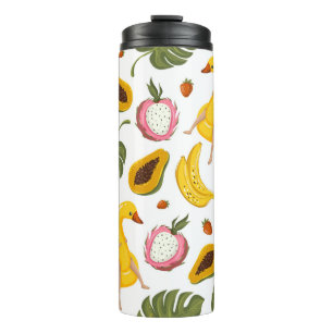 Sommernahtloser Musterhintergrund mit exotischer F Thermosbecher