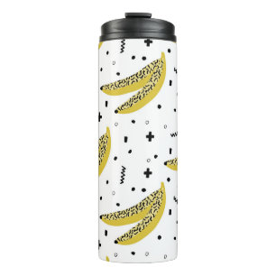 Sommernahtloses Muster mit Bananen in der Pop Art Thermosbecher