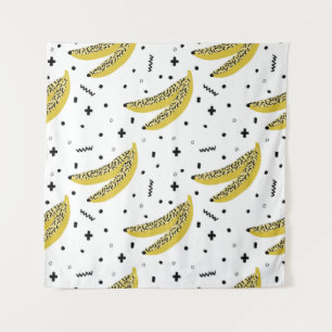 Sommernahtloses Muster mit Bananen in der Pop Art Wandteppich