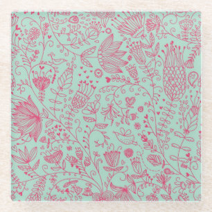 Sommerniedliches Blumenmuster Glasuntersetzer