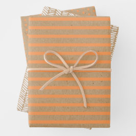 Sommerorangen auf Imitaten Rustikale braune Kraft Geschenkpapier Set