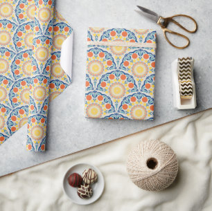 Sommerorangen und Zitronen im Ägäischen Art Deco Geschenkpapier
