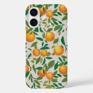 Sommerorangen Zitrusfrüchte Blumenmuster iPhone 16 Hülle