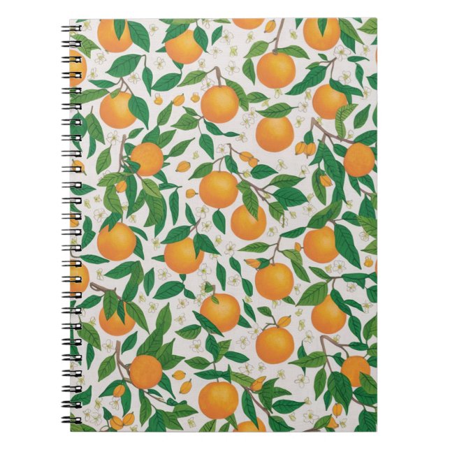Sommerorangen Zitrusfrüchte Blumenmuster Notizblock (Vorderseite)
