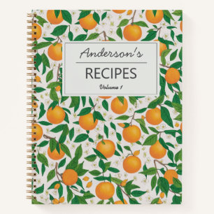 Sommerorangen Zitrusfrüchte Blumenmuster Rezept Notizbuch