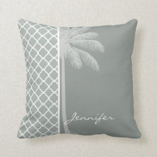 Sommerpalme; Aschgrau; graue Quarterfolie Kissen