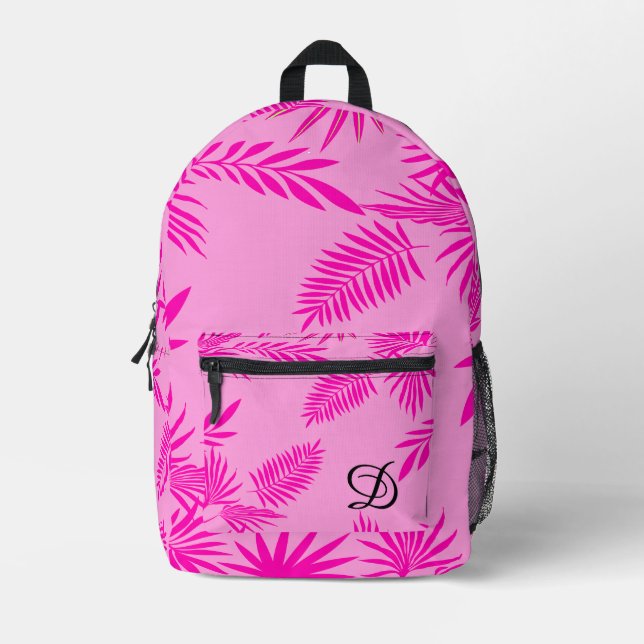 Sommerpalme-Blätter aus tropischem Blätter, rosa Bedruckter Rucksack (Vorderseite)