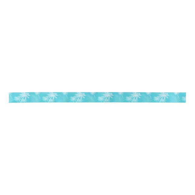 Sommerpalmen Aqua Satinband (Vorderseite)
