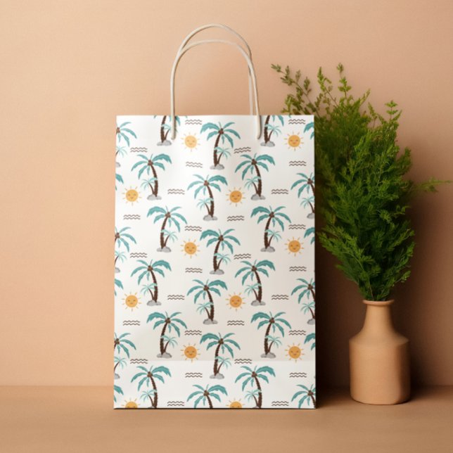 Sommerpalmen pastellblau mittlere geschenktüte (Summer palms pastel blue medium gift bag)
