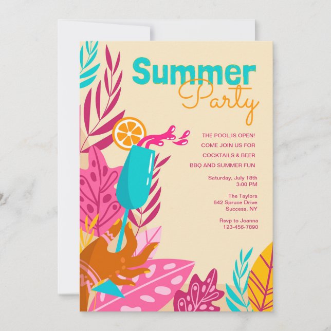 Sommerparty Einladung (Vorderseite)