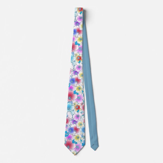 Sommerpastel Blumenstrauß Blaue Männer Krawatte (Vorderseite)